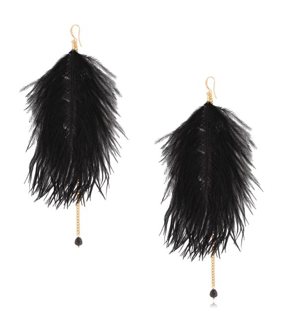 Kolczyki czarne z piórkami Excellent KFF0085