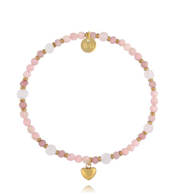 Bransoletka z kwarcami różowymi i sercem BTW3743