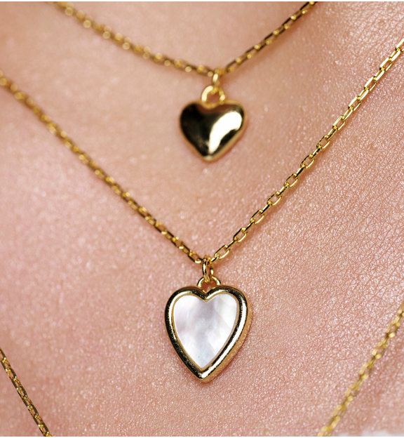 Naszyjnik z serduszkiem z masy perłowej złoty NCA0082