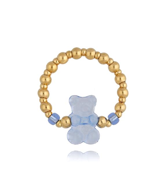 Pierścionek złoty z błękitnym misiem Bears PSC0350