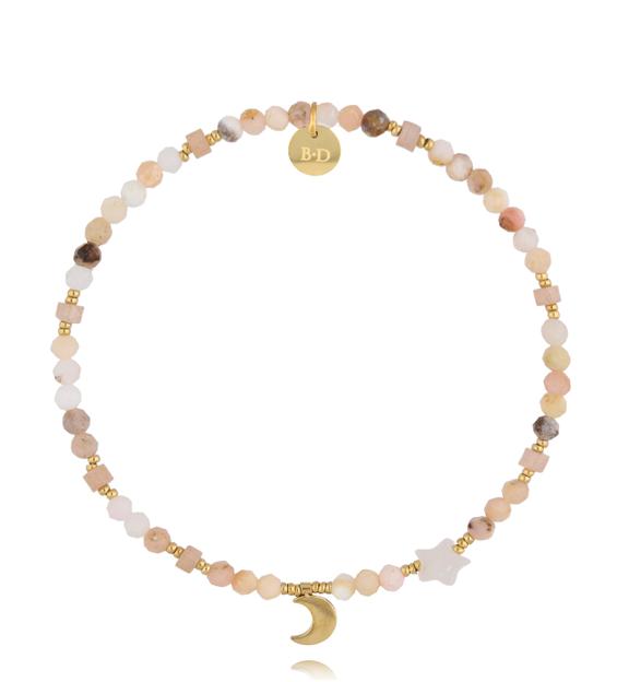 Bransoletka beżowa z księżycem i gwiazdką BSC2253
