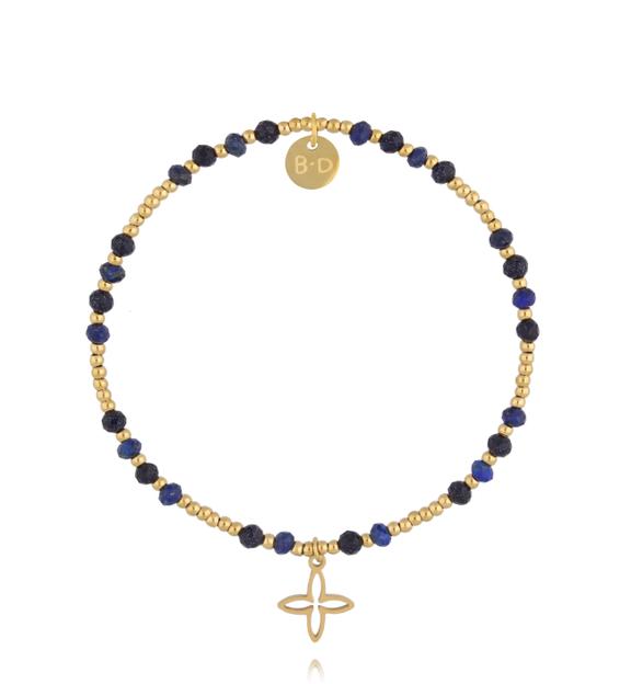 Bransoletka z lapisu lazuli i blue sand z krzyżykiem BTW3502