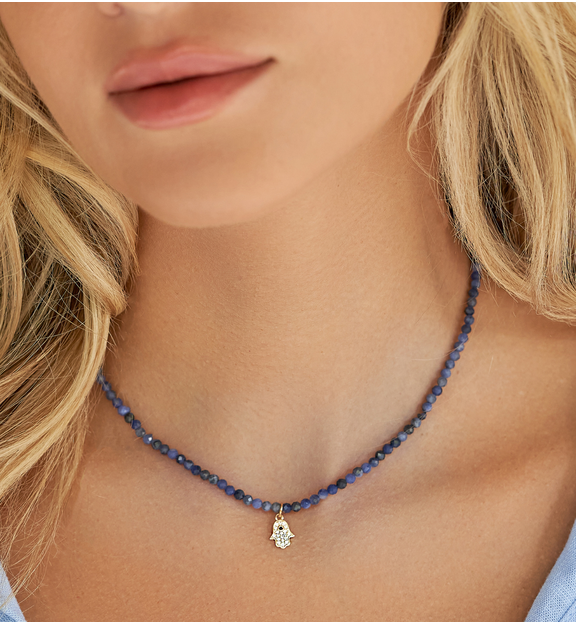 Naszyjnik z sodalitami i ręką Fatimy Nighttime NTW0761