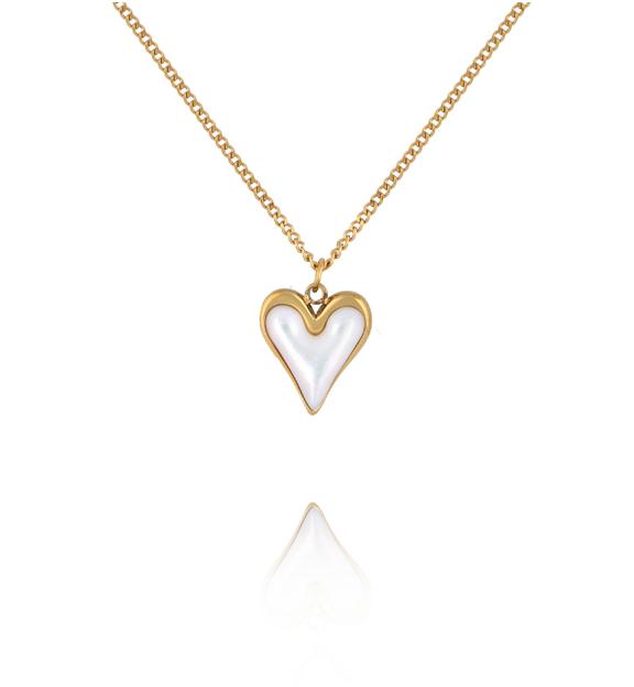 Naszyjnik z wydłużonym sercem z masy perłowej NSY0855