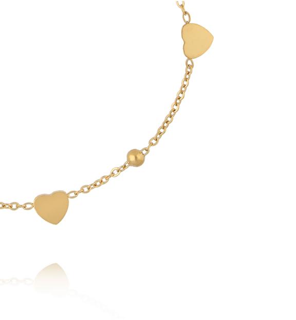 Bransoletka z serduszkami i kuleczkami na złotym łańcuszku BSY0627