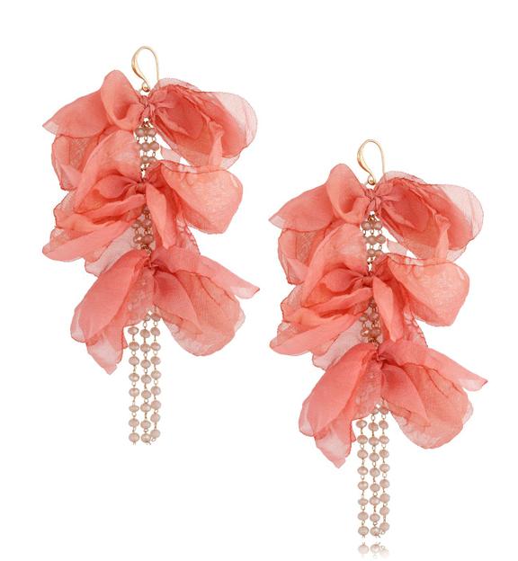 Kolczyki z szyfonu brzoskwiniowe Tango KBL1480