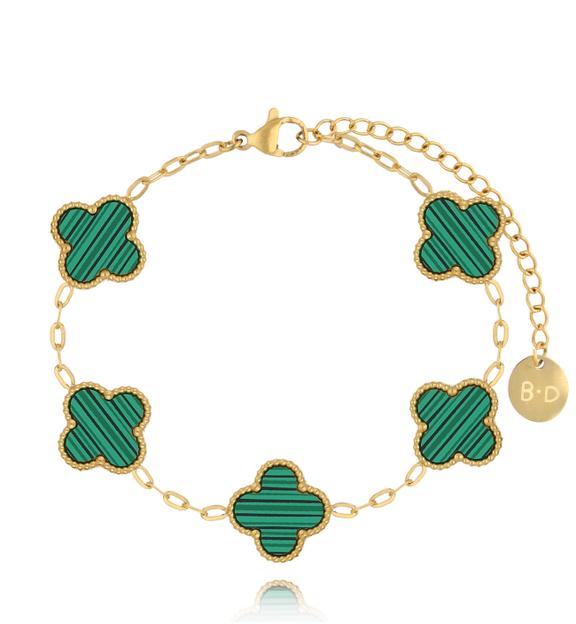Bransoletka z zielonymi koniczynkami Clovers BSY0053