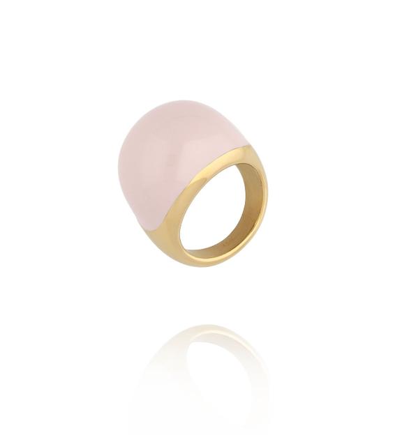 Pierścionek złoty z emalią Blush Pink PSA1358
