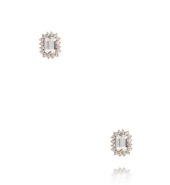 Zestaw kolczyków złoconych z czarnym kamieniem i cyrkoniami KMB0002