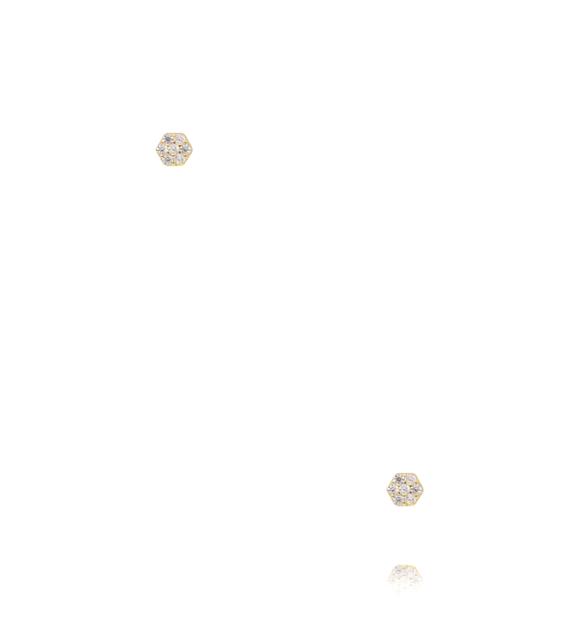 Zestaw kolczyków złotych – geometryczne kształty z cyrkoniami KCA0190