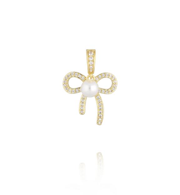Charms złota kokardka z perłą i cyrkoniami CHSS0052