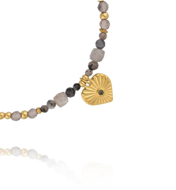 Bransoletka z labradorytu i kwarcu dymnego z sercem BTW3497