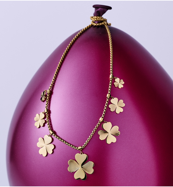 Naszyjnik z koniczynkami złoty NEA0039