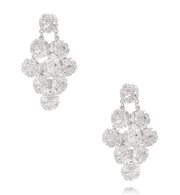 Kolczyki z geometryczną kompozycją kryształów srebrne KLU0189