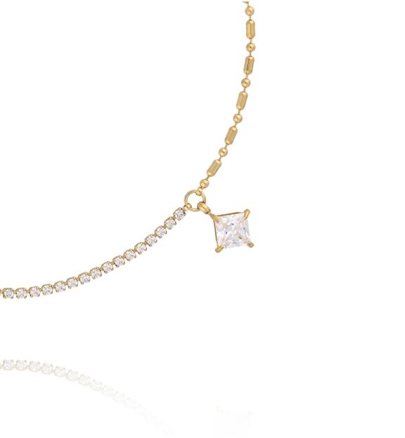 Bransoletka na nogę złota z cyrkoniami i zawieszką BNSY0068