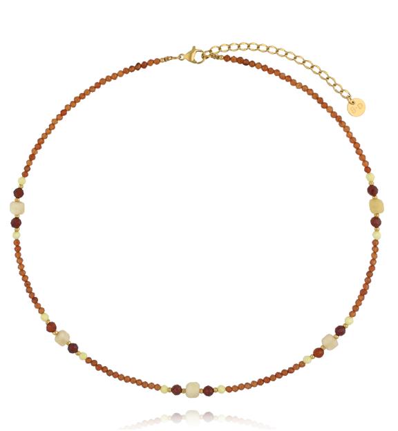 Naszyjnik z pomarańczowego granatu i żółtego cyrkonu NTW1578