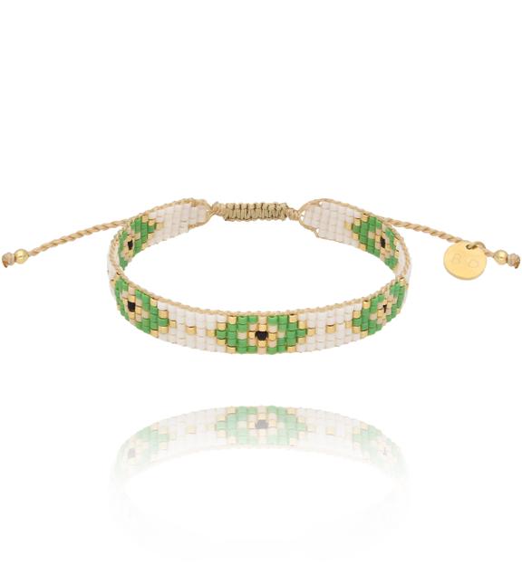 Bransoletka zielono biała Intrecciato BSC1802