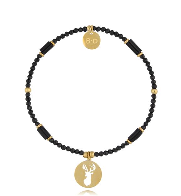 Bransoletka czarna z reniferem All I Want BTW2458