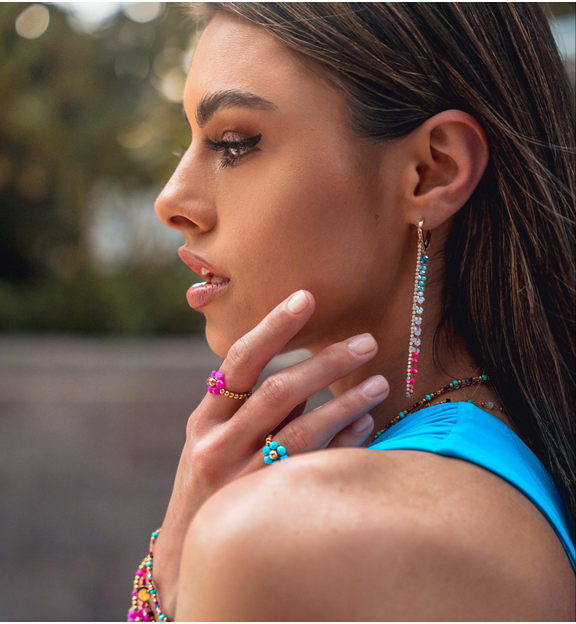 Pierścionek elastyczny fuksja Bouquet PSC0486