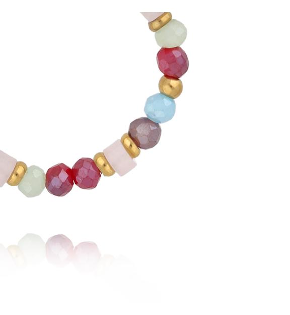 Pierścionek kolorowy z kryształkami PSC0779