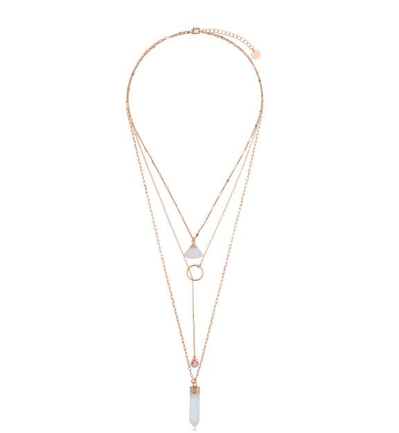 Naszyjnik z opalami syntetycznymi różowe złoto  Especialy NLB0207