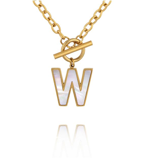 Naszyjnik z literą W i zapięciem toggle NSY0869