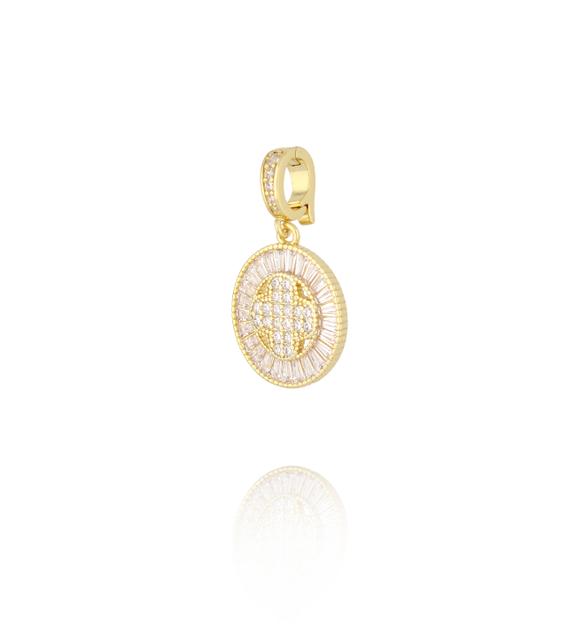 Charms złoty okrągły medalion z kryształkami CHSS0015