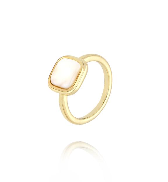 Pierścionek z masą perłową złoty PLU0022