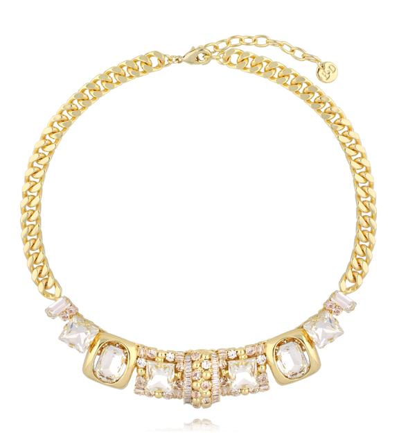 Naszyjnik z masywnym łańcuchem i kryształkami NS0417