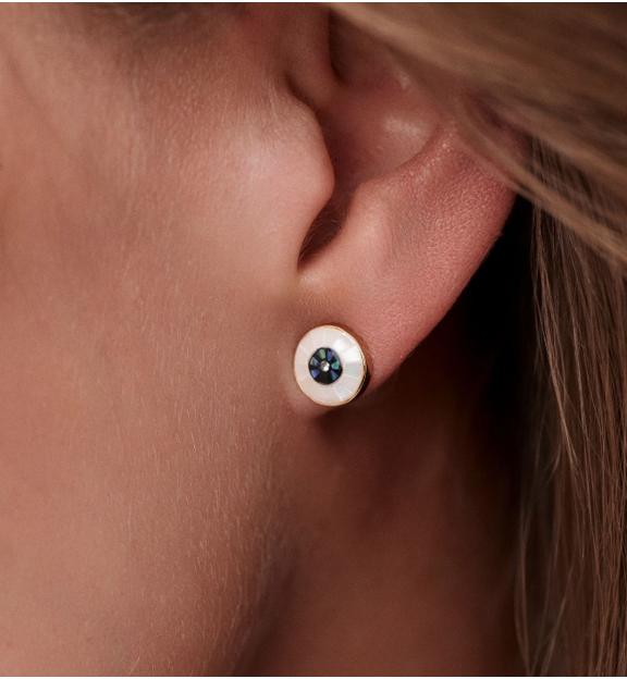 Kolczyki „Oko” z masy perłowej – okrągłe KSS2070