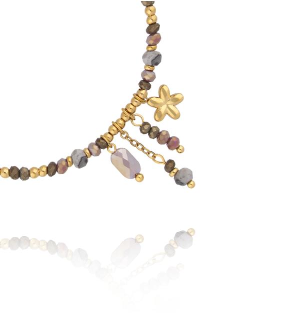 Bransoletka z pirytu, kamienia mapowego i kryształków z zawieszkami BTW3580