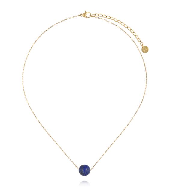 Naszyjnik z lapisem na delikatnym złotym łańcuszku NLB0401