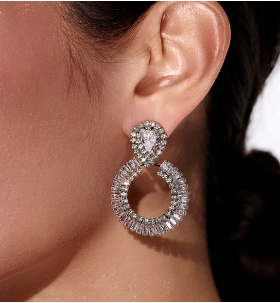 Kolczyki koła z cyrkoniami srebrne KLU0195