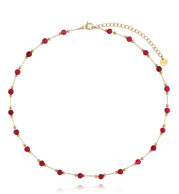 Naszyjnik z bordowymi jadeitami NSC0548