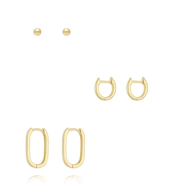 Zestaw kolczyków pozłacanych z kółkami i wkrętkami KLT0041