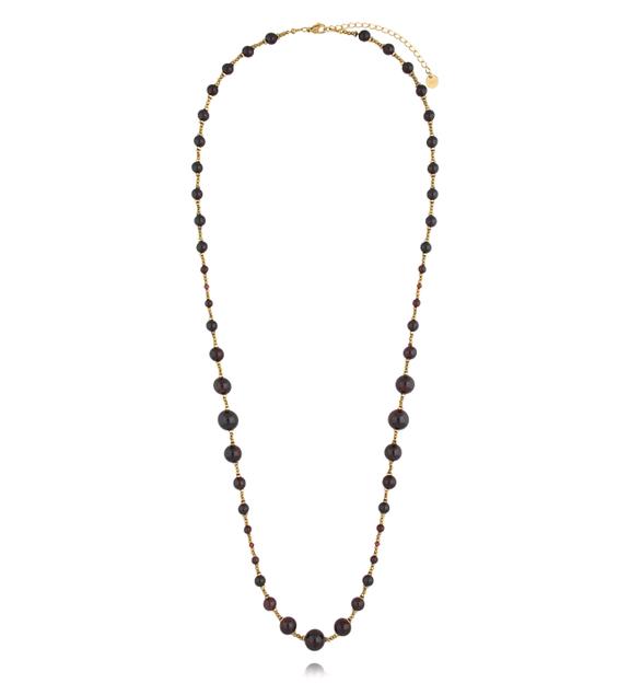 Naszyjnik z granatami i stalą szlachetną długi NPA1642