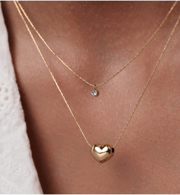 Naszyjnik z sercem i cyrkonią podwójny NSY0844