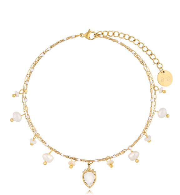 Bransoletka na nogę złota z perełkami Uberto BNSY0007