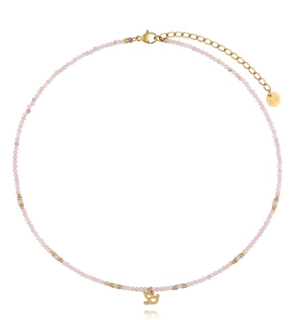 Naszyjnik z różowymi opalami i ptaszkiem NTW1629