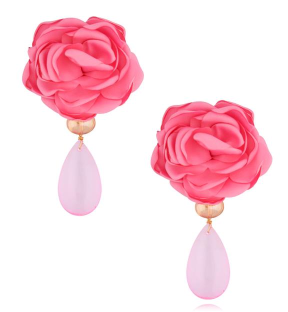 Kolczyki różowe kwiaty z kryształami Lush Garden KFF0332