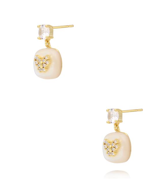 Kolczyki z perłą i motylem z kryształków KSS2246