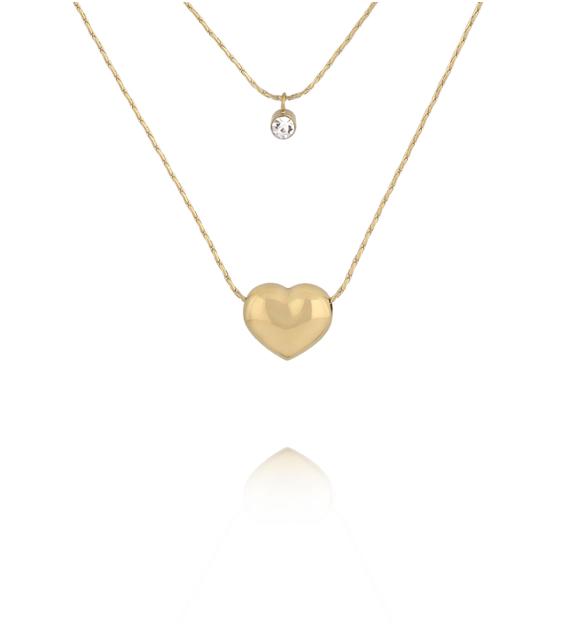 Naszyjnik z sercem i cyrkonią podwójny NSY0844