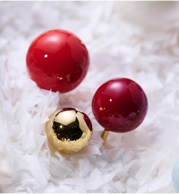 Pierścionek z kulkami w odcieniach pomarańczowego i bordowego PSA1088