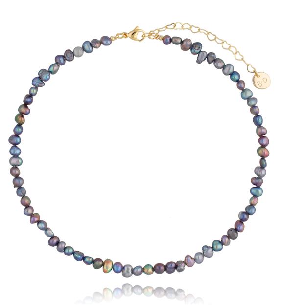 Naszyjnik z szarych pereł Foggy Pearls & Gold NPE0066