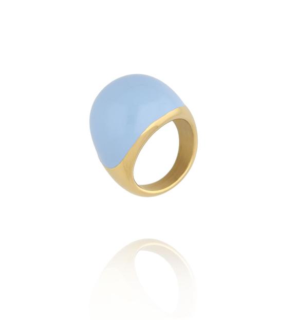 Pierścionek złoty z błękitną emalią PSA1274