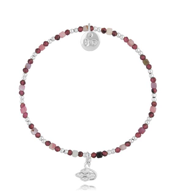 Bransoletka srebrna z turmalinami i granatami BTW2786