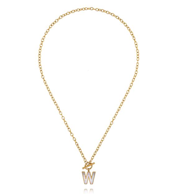 Naszyjnik z literą W i zapięciem toggle NSY0869