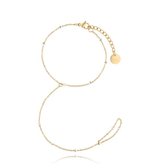 Bransoletka z pierścionkiem i białą emalią Simple Chain BSA0418