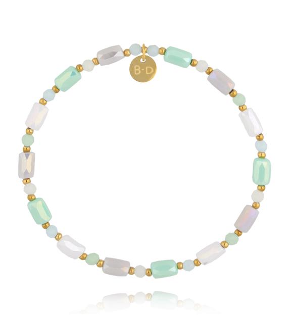 Bransoletka z pastelowych szklanych kryształków w odcieniach mięty BTW3596
