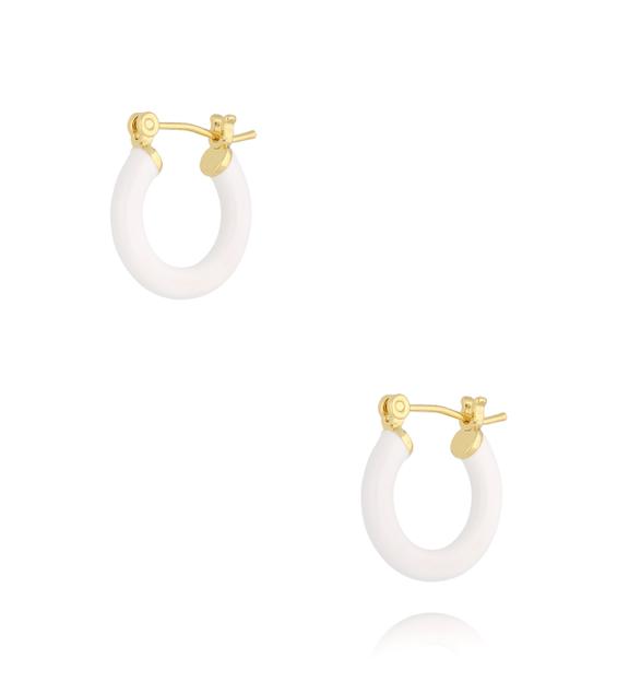 Kolczyki koła z białą emalią KSY0144